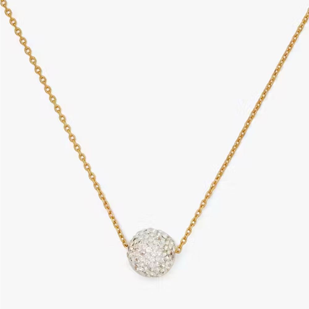 Kate Spade Gold Razzle Dazzle Mini Rhinestone Ball Pendant Necklace ~ Pave Bling